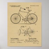 1894 Elliptical Gear Bicycle Design Patent Print Poster (Vorne)