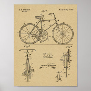 1894 Fahrraddesign Patent Art Print Poster