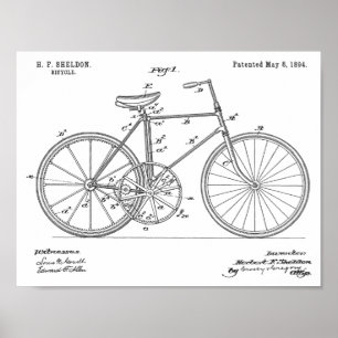 1894 Fahrraddesign Patent Art Print Poster