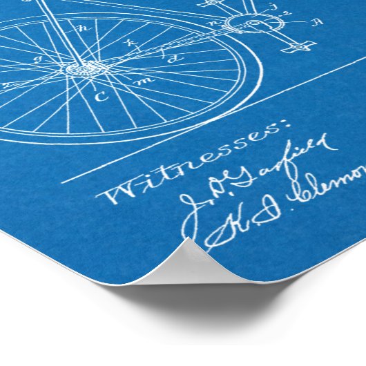1894 Fahrradfahrer ohne Lenker - Patentschrift Poster (Ecke)