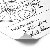 1894 Fahrradfahrer ohne Lenker - Patentschrift Poster (Ecke)
