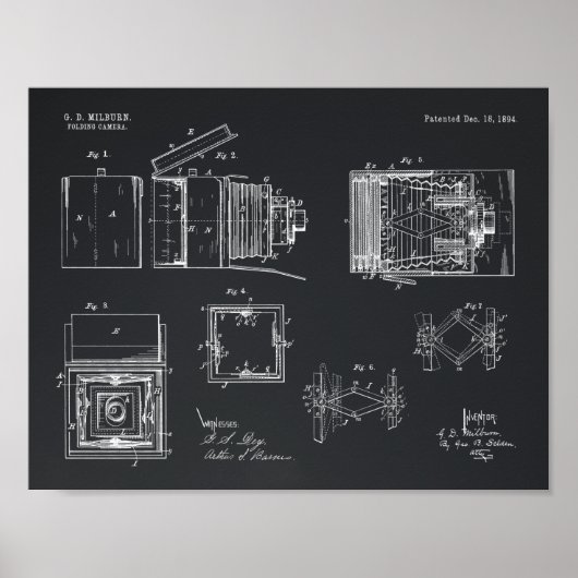 1894 Faltkamera Patent Art Zeichnend Druck Poster (Vorne)