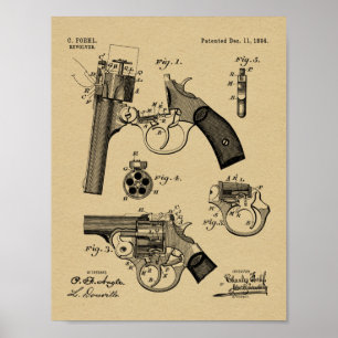 1894 Foehl Gun Patent Art Zeichnend Print Poster