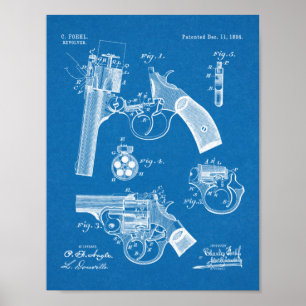 1894 Foehl Waffenpatent Kunst Zeichnung Druck Poster