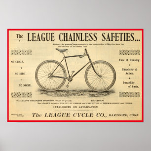 1894 League Chainless Safeties Bicycle Poster