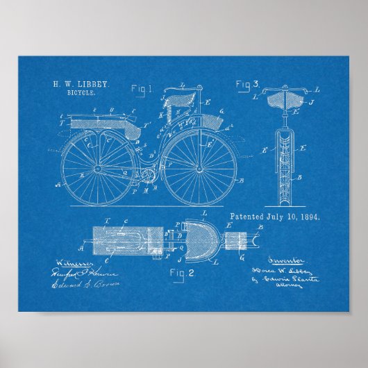 1894 Militärradpatent Art Zeichnend Print Poster (Vorne)
