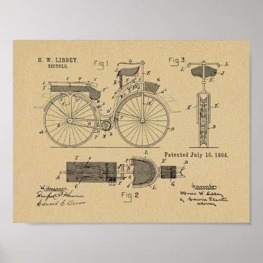 1894 Militärradpatent Art Zeichnend Print Poster (Vorne)