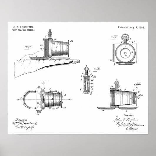 1894 Pocket Camera Patent Art Zeichnend Druck Poster (Vorne)