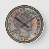 1894-S Barber Dime Runde Wanduhr (Vorderseite)