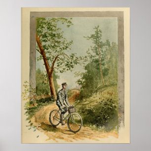 1894 Vintage Bicycle Trail Color Ad Art Print Poster