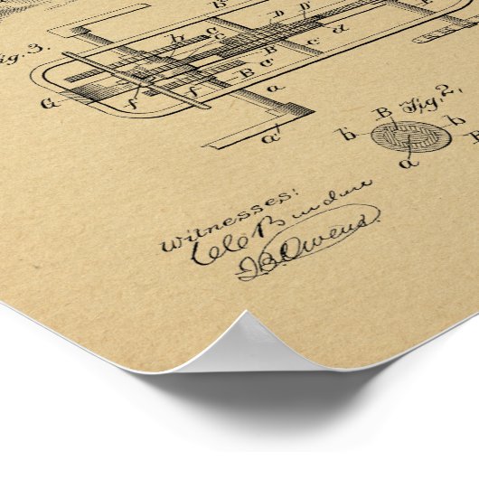 1894 Vintage Fahrradgetriebekunde Patentschrift Poster (Ecke)