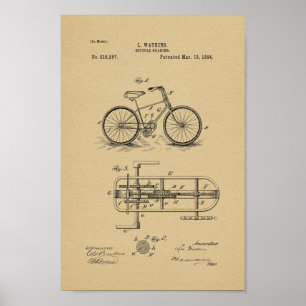 1894 Vintager Fahrrad-Getriebe-Patent-Kunst-Druck Poster