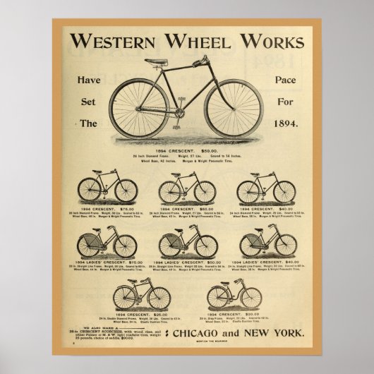 1894 Western Wheel Works Bicycle Ad Poster (Vorne)