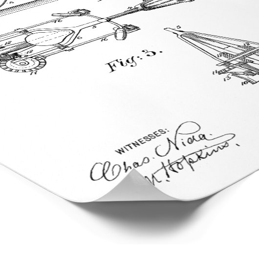 1895 Chainless Bicycle Design Patent Art Print Poster (Ecke)