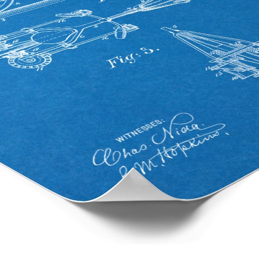 1895 Chainless Bicycle Design Patent Art Print Poster (Ecke)