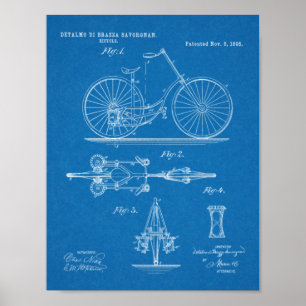 1895 Chainless Bicycle Design Patent Art Print Poster