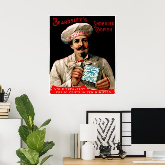 1895 Gebratenes Codfish-Frühstück Poster (Heimbüro)