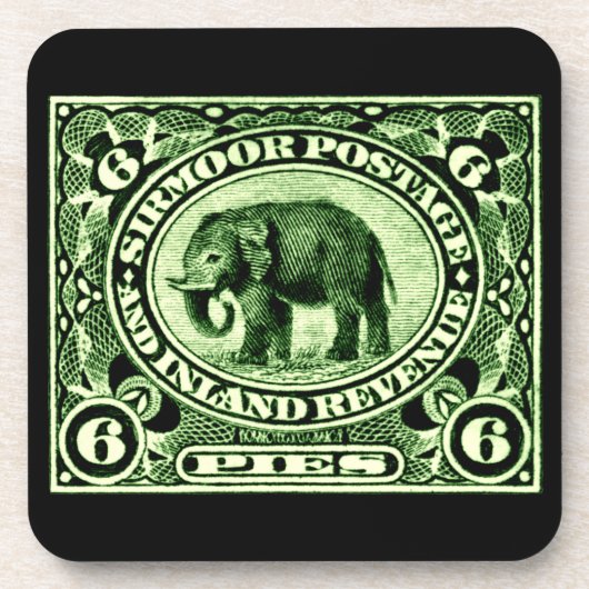 1895 Indischer Fürstlich-Staaten Elephant Getränkeuntersetzer (Vorderseite)