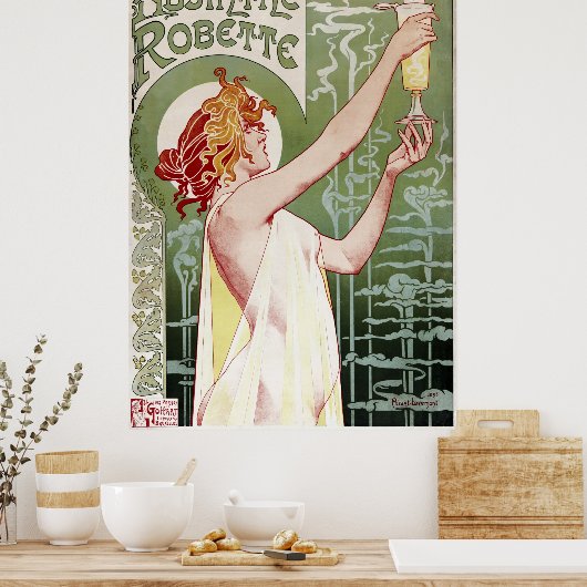 1895 Jugendstil Absinth Robette restauriert Poster (Küche)