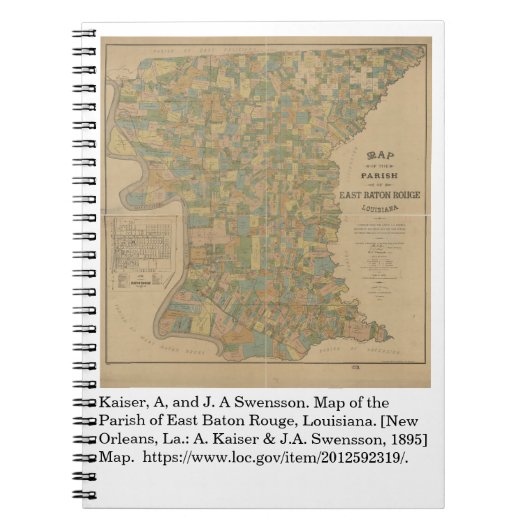 1895 Karte der Gemeinde East Baton Rouge, La Notizblock (Vorderseite)