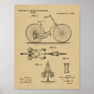 1895 Kettenloses Fahrrad-Design-Patent Kunstposter Poster