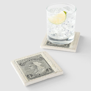 1895 Neuseeland-Briefmarken-Untersetzer aus Marmor Steinuntersetzer