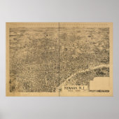 1895 Newark, NJ Birds Eye Panoramablick Karte Poster (Vorne)