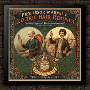 1895 Vintage Hair Renewer Quadratisches Werbeplaka Poster