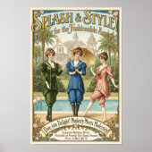 1895 Vintage Splash Style Badeanzug-Werbung Poster (Vorne)
