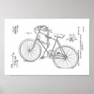 1895 Vintages Fahrradpatent Art Print Poster