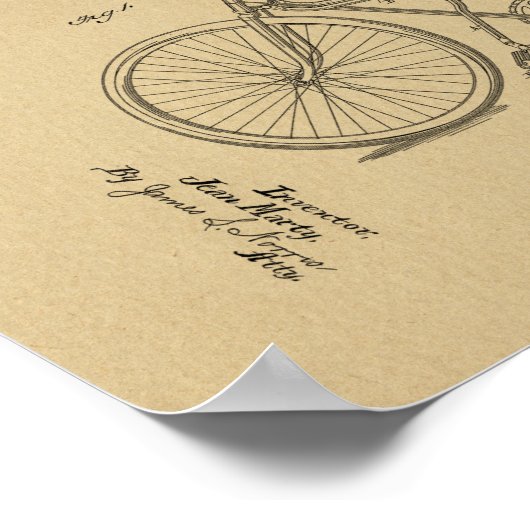 1895 Vintages Fahrradpatent Art Print Poster (Ecke)
