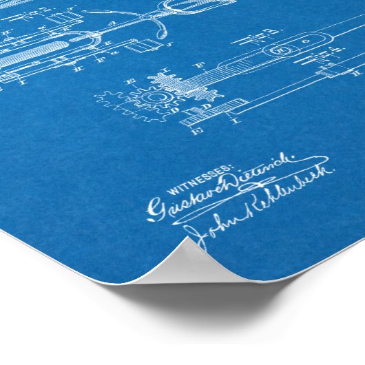 1896 Chainless Bicycle Design Patent Art Print Poster (Ecke)