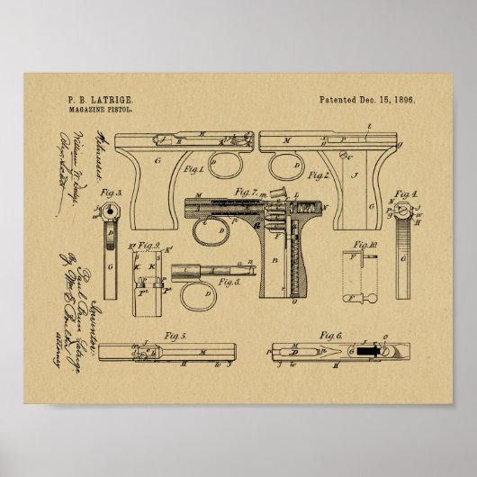 1896 Gun Magazine Patent Art Zeichnend Print Poster (Vorne)