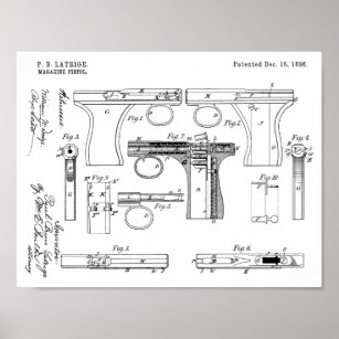 1896 Gun Magazine Patent Art Zeichnend Print Poster