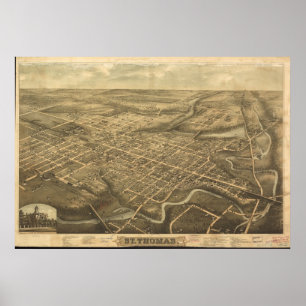 1896 St. Thomas, Ontario Bird's Eye Panorama Karte Poster