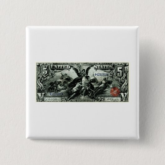 1896 US fünf Dollar-silbernes Zertifikat Button (Vorderseite)