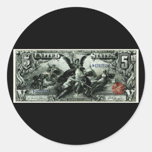 1896 US Fünf-Dollar-Silberzertifikat Runder Aufkleber