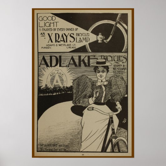 1896 Vintag Adlake Bicycle Magazine and Art Poster (Vorne)