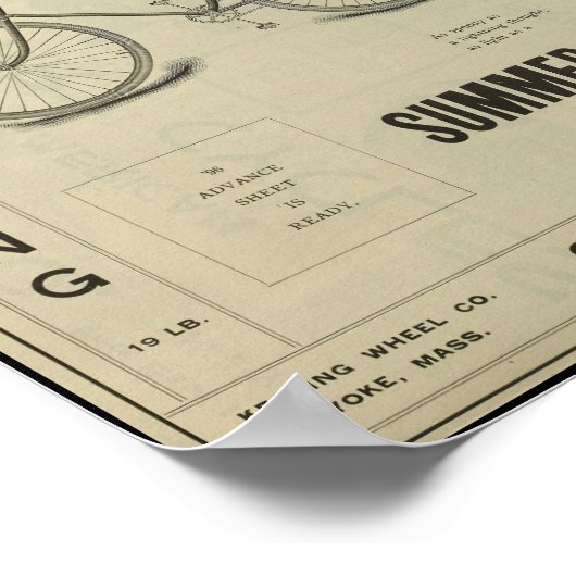 1896 Vintag Keating Bicycle Ad Art Poster (Ecke)