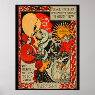 1896 Vintag Stearns Bicycle Ad Art Poster