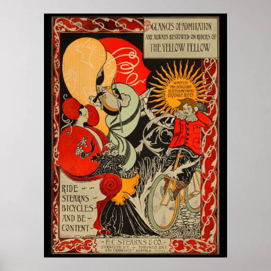 1896 Vintag Stearns Bicycle Ad Art Poster (Vorne)