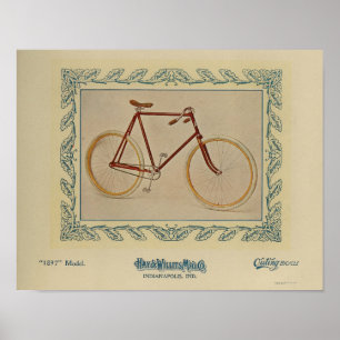 1896 Vintage rotes Fahrrad Magazin Werbeanzeige Ku Poster