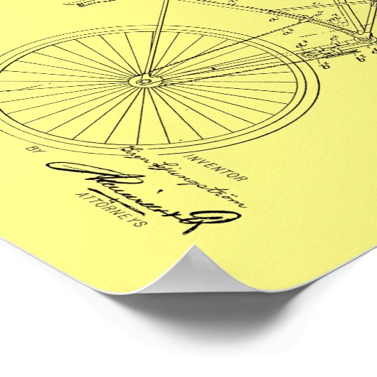 1896 Vintages Fahrrad Velocipede Patentschrift Poster (Ecke)