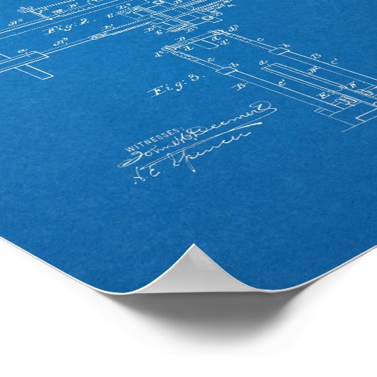 1896 Vintages Fahrradpatent Print Blueprint Poster (Ecke)