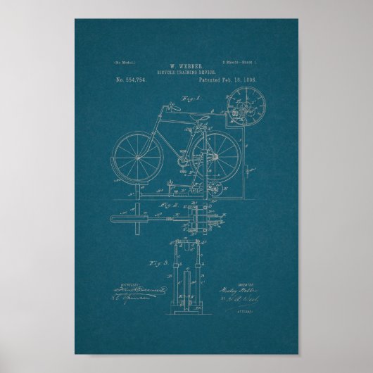 1896 Vintages Fahrradpatent Print Blueprint Poster (Vorne)