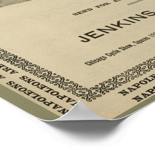 1896 Vintages Napoleon Bicycle Ad Art Poster (Ecke)