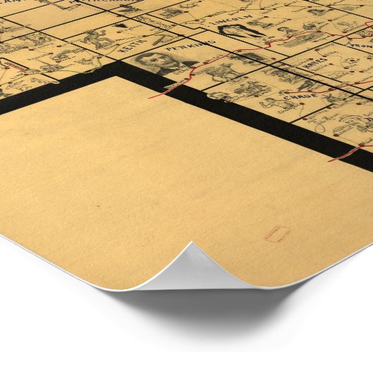 1897 Antike Eisenbahnkarte von Nebraska Poster (Ecke)