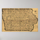 1897 Antike Karte der Eisenbahnstrecken von Iowa Poster (Vorne)