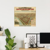 1897 Chicago, IL Birds Eye Panoramablick Karte Poster (Heimbüro)