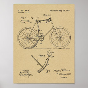 1897 Fahrrad-Bremsen-Patent Kunst Zeichnung Druck Poster